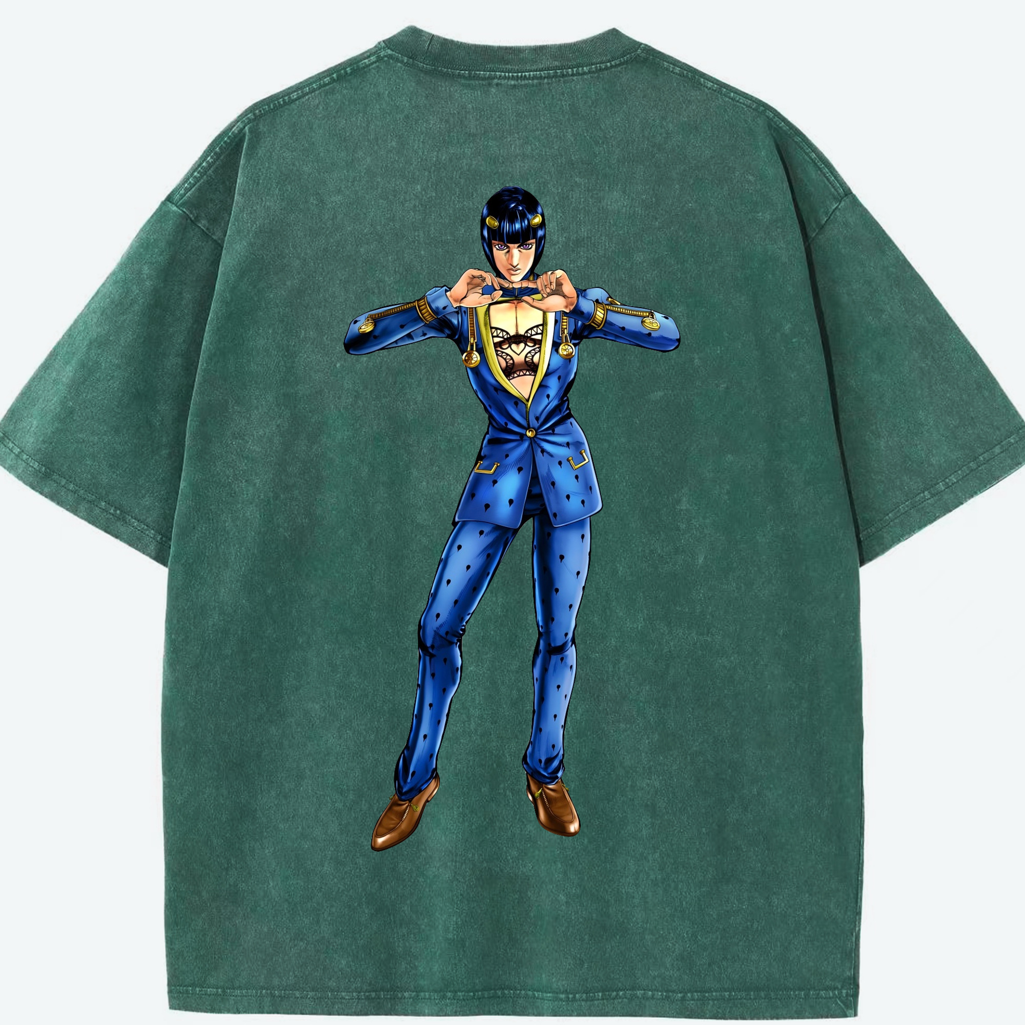 （画像用） ジョジョの奇妙な冒険 ブローノ?ブチャラティ JoJo's Bizarre Adventure Bruno Bucciarati 綿100% ヴィンテージ風 半袖Tシャツ（背面プリント）